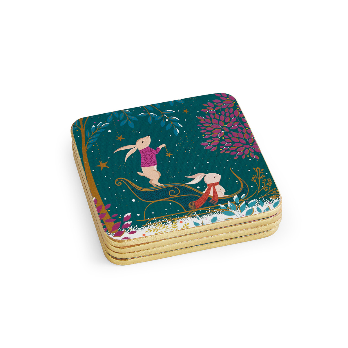 Sara Miller Woodland Tales Set of 4 Coasters image number null